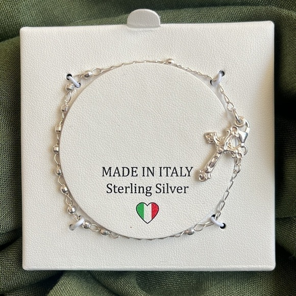 Brand New Sterling Silver Cross Bracelet Religious Christian Jesus Made in Italy - Picture 14 of 14